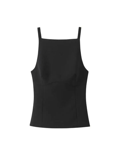Women's Strappy Tank Tops with Back Bow, Straight Neck, Side Zipper, Female Camis, Sexy Fashion