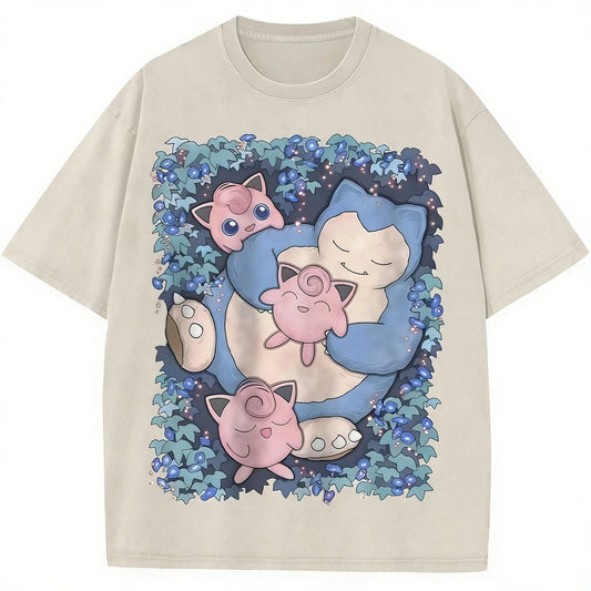 2026 Unisex Harajuku Graphic Tee Gengar Oversized Vintage Wash T-Shirt Man Women Short Sleeve Tee Casual Top Y2k Summer