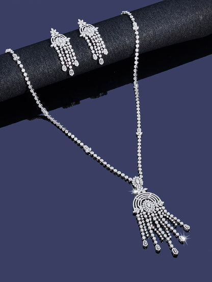 Sweater Long Necklace Earring Jewelry Sets For Women Wedding Party Zircon CZ African Dubai Bridal Jewelry 2024