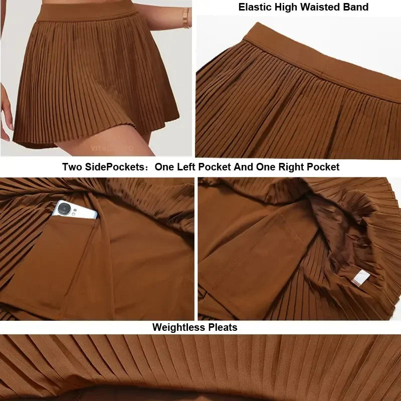 Two piece women's yoga sports skirt, hip hugging slimming, outdoor fitness tennis skirt, sun protection yoga skirt