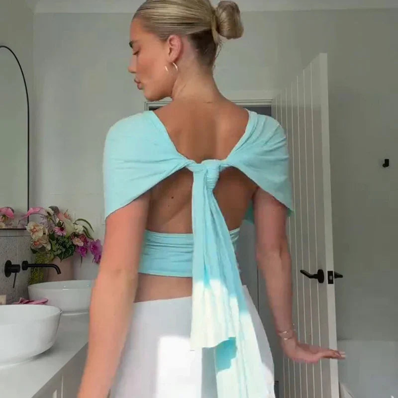Halter Neck Backless Sexy Vest Women's Summer Slim Strappy Fashion Elasticity V-Neck Vest Solid Vacation Party Female Top 2026