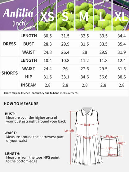 Women Tennis Dress Polo Half Zipper Pleated with Built in Bra Separate Shorts One-Piece Slim Fit with Pockets Golf Dress