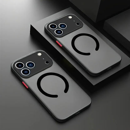 Translucent Magnetic Armor Phone Case For iPhone 17 16 15 14 13 12 Pro Max Plus Air For Magsafe Magnetic Wireless Charging Cover