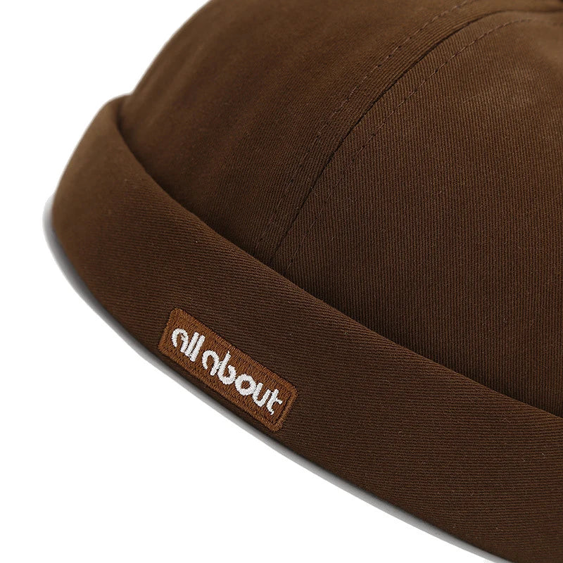 Letter Embroidery Docker Cap Without Visor Brimless Caps Solid Colors Retro Beanie Hat Adjustable Hip Hop Fashion Street