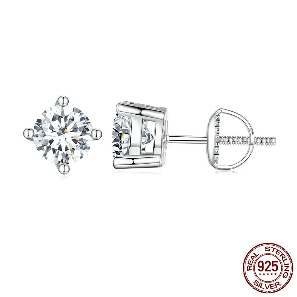 Green Moissanite Diamond Stud EarringCertified S925 Sterling Silver Plated 18k White Gold Screw Back Earrings for Women Man