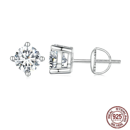 Green Moissanite Diamond Stud EarringCertified S925 Sterling Silver Plated 18k White Gold Screw Back Earrings for Women Man
