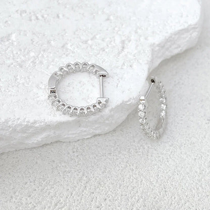 Full 1.5mm D Color Moissanite Ear Hoop Earrings 925 Sterling Silver Earring For Woman Wedding Engagement Trendy Jewelry