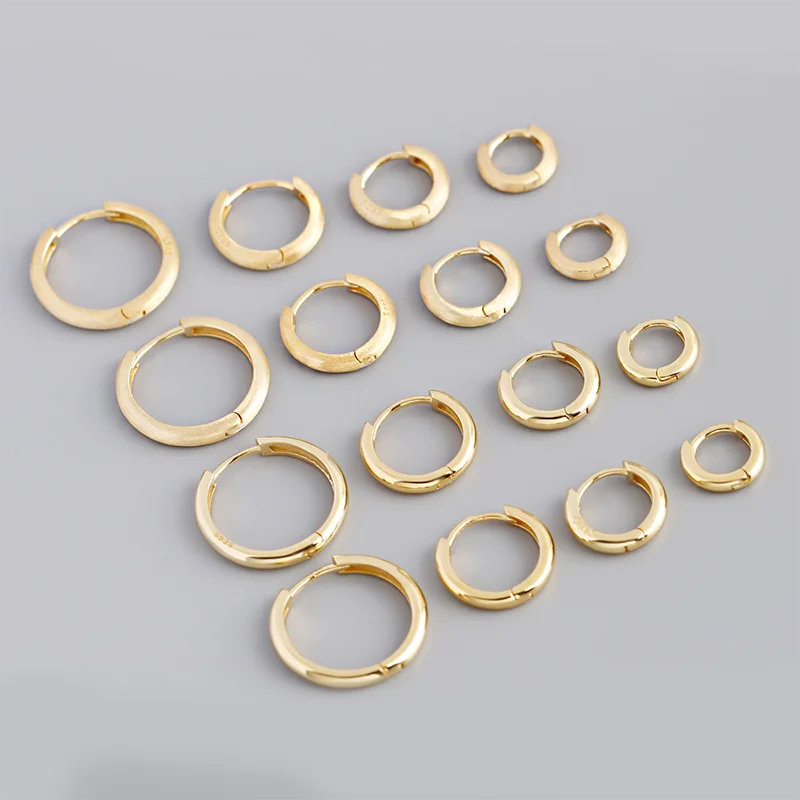 925 Sterling Silver Simple Matte Bohemian Round Ear Buckle for Women Punk Unisex Rock Hoop Earring Jewelry Accessories