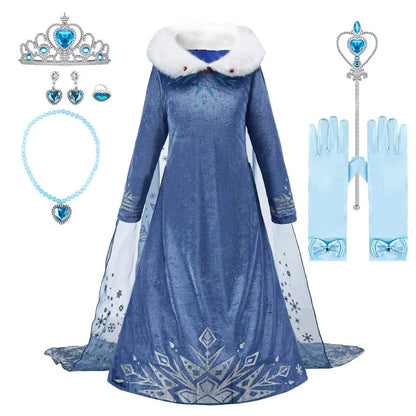 Fantasia Infantil de Rainha da Neve para Crianças, Cosplay da Elsa, Apresentação, Lantejoulas, Disfarce, Vestido Elegante de Princesa para Festa de Meninas, Fantasia de Halloween