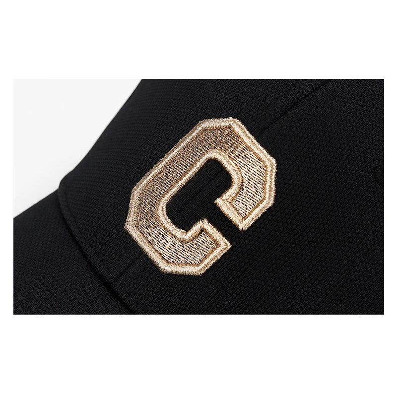 New High Quality Cotton HardTop Baseball Cap Elastic Pineapple Cloth Material Gold Thread Embroidery Craft C Letter Design Style