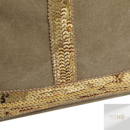 Multi-purpose Canvas Tote Bag with Sequins, Large Capacity for Women's Daily Use