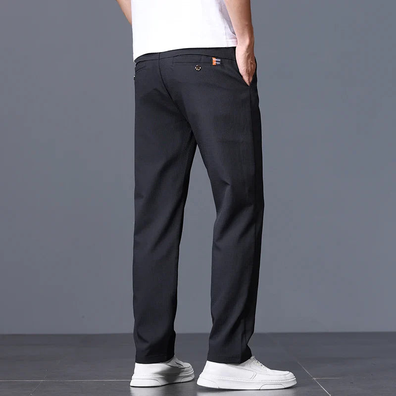Men's Business Slim Pants Spring Thin Fashion Pocket Casual Trousers Comfortable Letter Labeling Pants Male Clothes