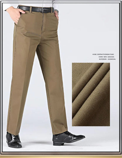 New Arrival 100% Cotton Summer Spring Men's Casual Pants Fashion Solid Black Beige Gentle Thicken Trousers Brand Smart Suit Pant