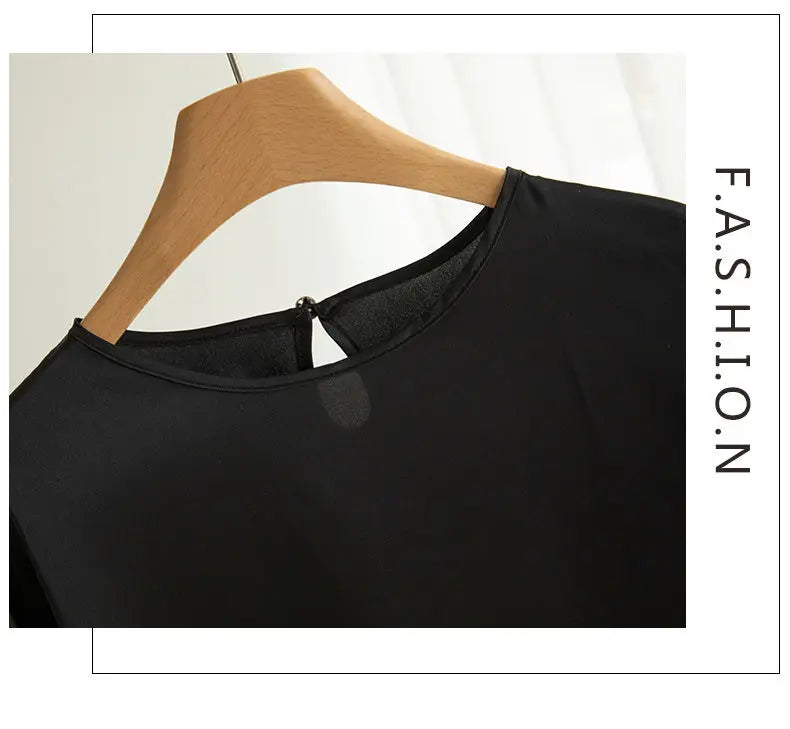 2026 New In Summer Satin Silk Half-Sleeve Tee Tops Basic Solid Women‘s T-Shirt Casual O-neck Thin Shirts Ladies Loose Blouses