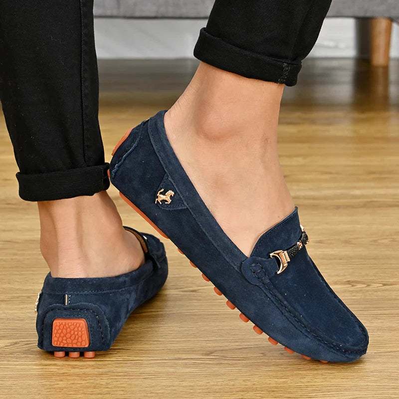 Loafers Men Casual Fashion Suede Men Shoes Lightweight Soft Genuine Leather Moccasins Slip on Driving Shoes for Men Size 48