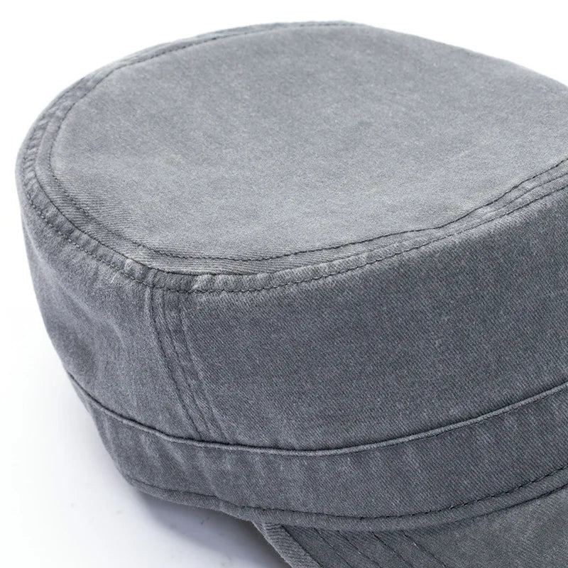 Washed Cotton Big Head Men Military Cadet Cap Army Style Navy Baseball Hats Flat Top Sun Caps for Women