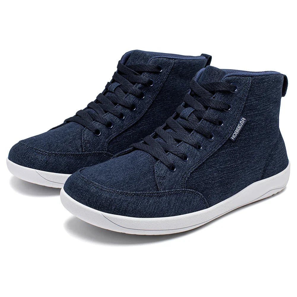 Mid-Top Barefoot Shoes Unisex Wide Toe Box Canvas Sneakes Zero Drop Lace Up Outdoor Walking Shoes