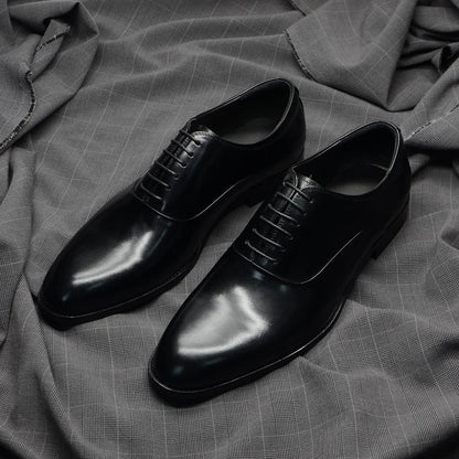Italian Classic Mens Oxford Dress Shoes Genuine Leather Lace-up Plain Toe Burgundy Black Business Wedding Formal Shoes for Men