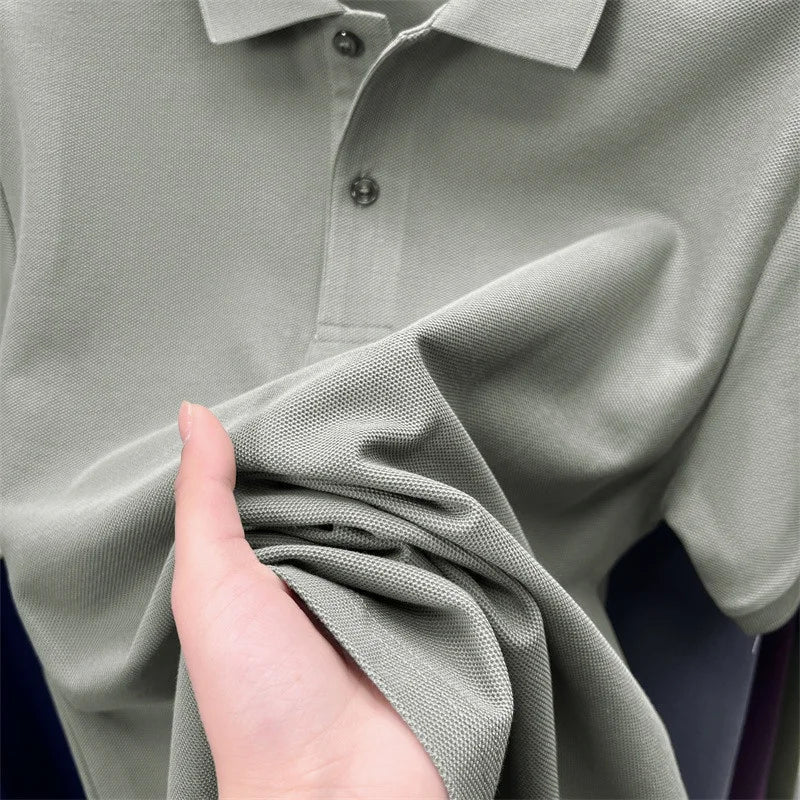100Cotton High Quality Men's Polo Shirt Breathe Solid Color Soft Dog Print Short Sleeve Summer Lapel T-Shirt Business Menswear