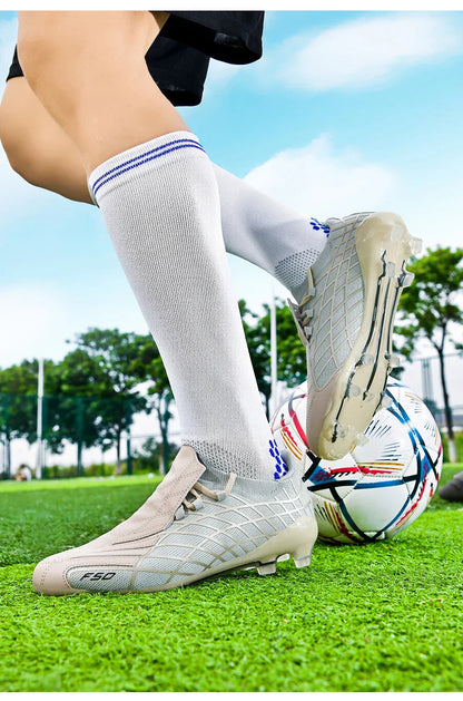 Pink-f50 Professional Mens Football Boots Boys Training Studded Fast Soccer Cleats Outdoor Non Slip Football Shoes Man 35-45