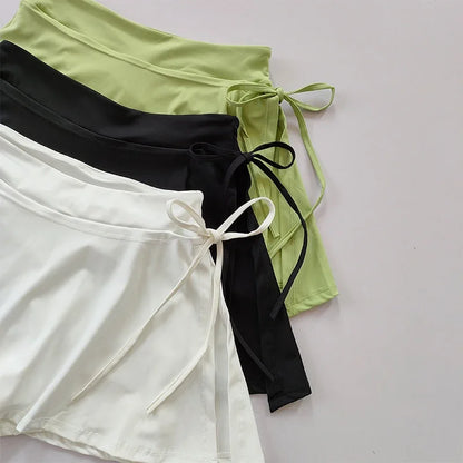 Pockets V High Waist Long skirts Woman Fitness Quick drying Running Outdoors Mini Skirts for Women