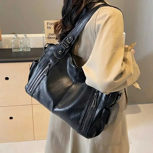 Soft Interior Compartment Shoulder Bags 2025 High Quality Contrasting Colors Bags for Women Fashion Zipper Pu Women's Handbags