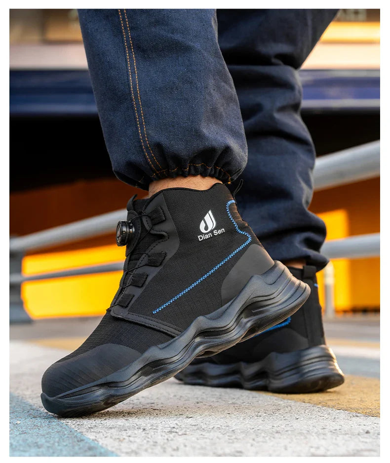Men Safety Shoes Steel Toe Boots High Top Work Shoes Wear-resisting Slip Resistant Work Shoes Indestructible Breathable Sneakers
