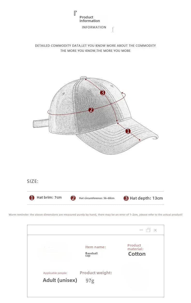 Letter Three-dimensional Embroidery Soft Top Rough Edge Men's BaseballCap European and American Fashion Versatile Cap Adjustable