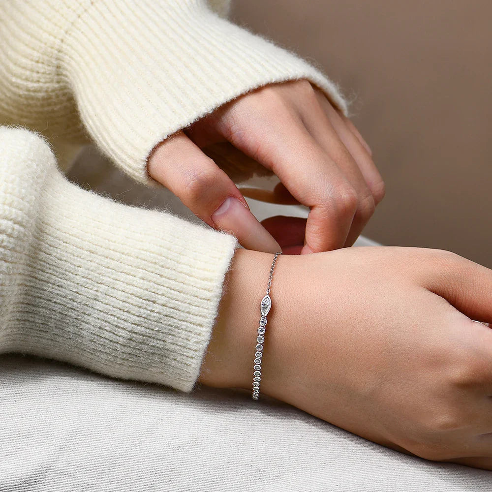 Adjustable Moissanite Tennis Bracelet Original Snake Shape S925 Sterling Silver for Women Birthday Gifts Jewelry 16+5cm