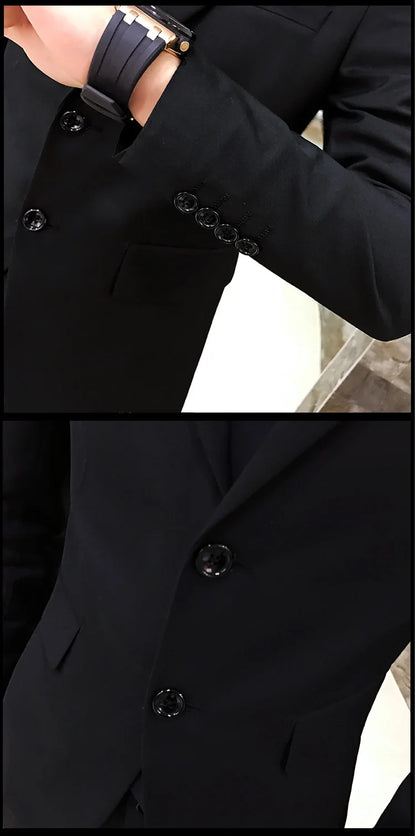 Suit (Blazer+vest+pants) Men's Fashion Business Korean Version of Solid Color Slim-fit Wedding Professional Gentleman Dress 6XL