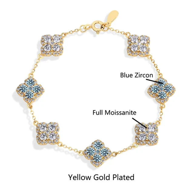 S925 Sterling Silver Full Moissanite Bracelets D VVS1 Lab Diamond for Women 18k Gold Plated Engagement Jewelry Gift