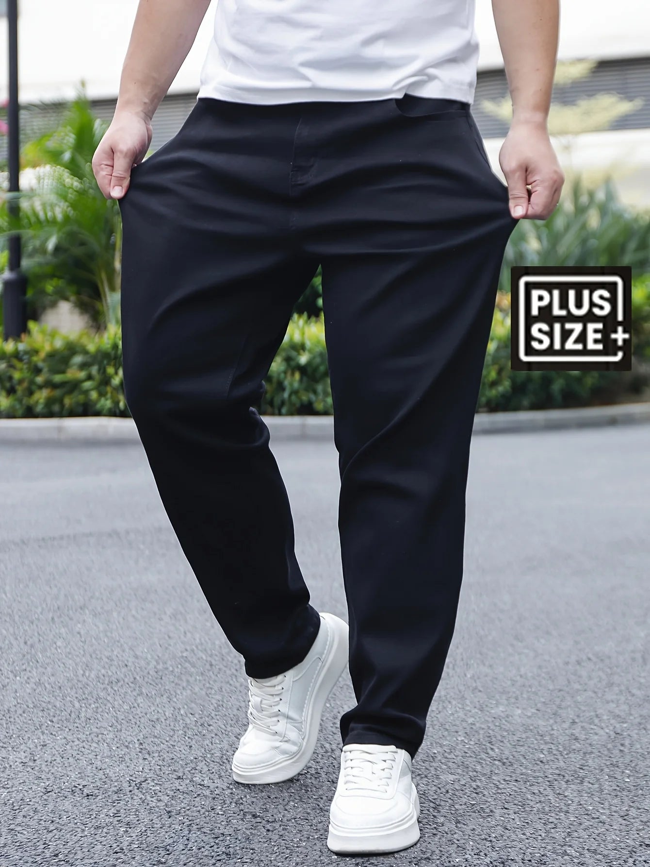 Men's Casual Basics Solid Black Slim Fit Jeans Stretch Elastane Men's Spring Trousers Simple and Versatile Men's Pants