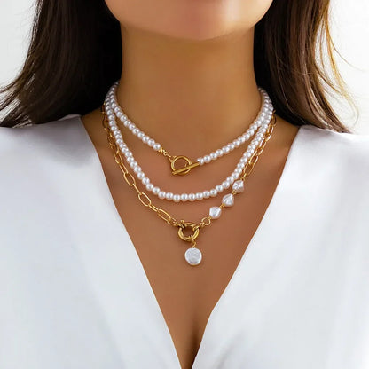 Elegant Irregular Imitation Pearl Beads Necklace for Women Vintage Party Wedding Tassels Choker Fashion Jewelry Accessories Gift