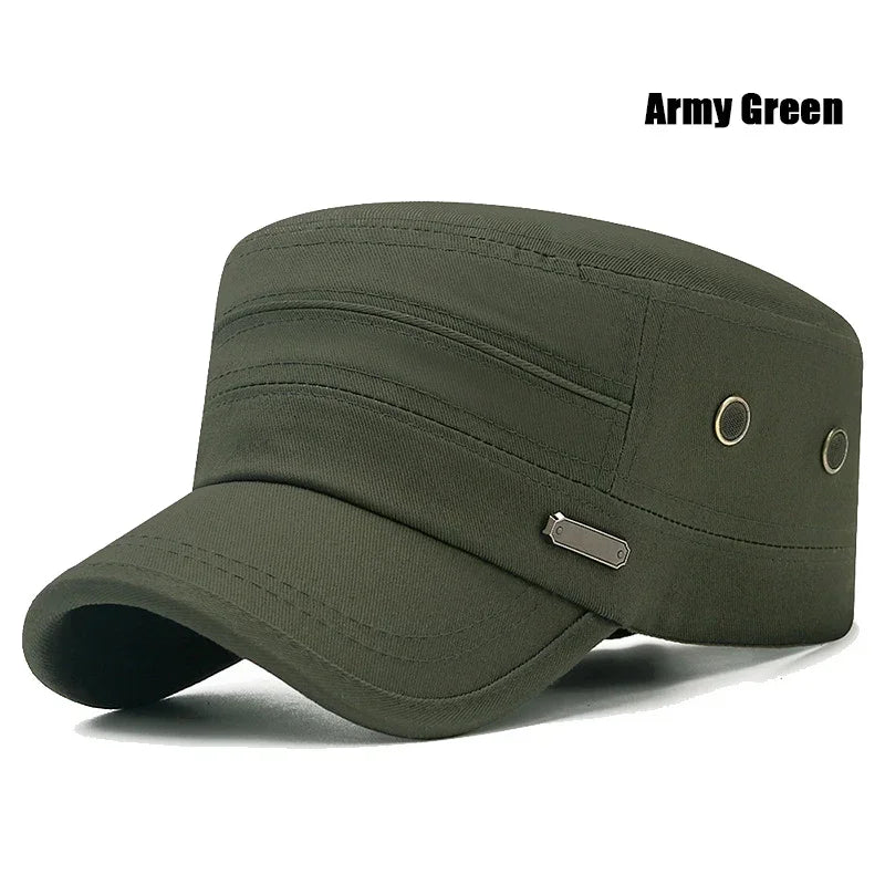 Spring and Summer Simple Cotton Adjustable Cadet Flat Cap Sun Hat Trucker Caps Dad Hats