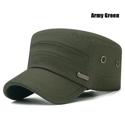 Spring and Summer Simple Cotton Adjustable Cadet Flat Cap Sun Hat Trucker Caps Dad Hats