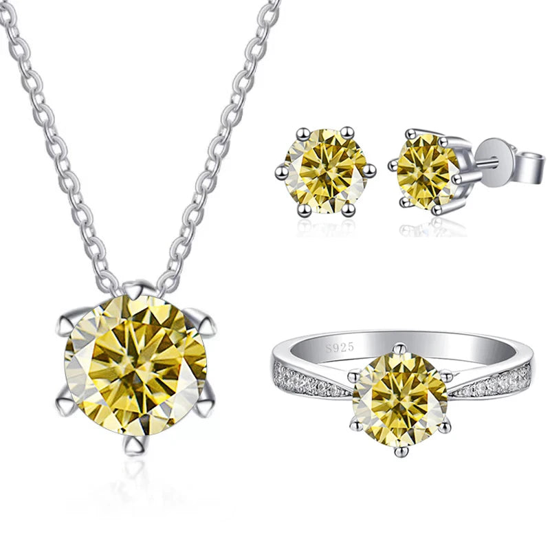 Moissanite Jewelry Set With 1CT D Color VVS 3EX moissanite stone pass diamond test Wedding Luxury Fine Jewelry gift