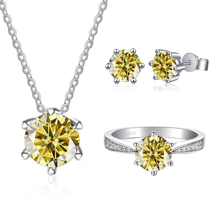 Moissanite Jewelry Set With 1CT D Color VVS 3EX moissanite stone pass diamond test Wedding Luxury Fine Jewelry gift