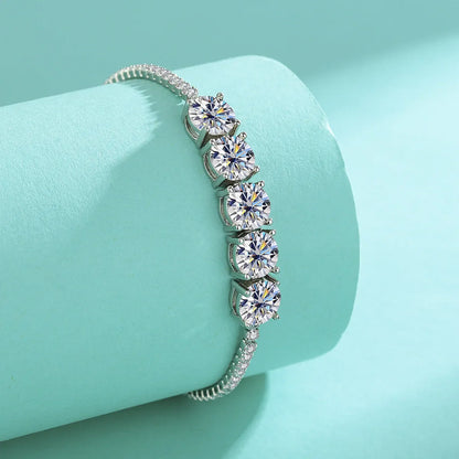 Pink Blue Green Moissanite Diamond Link Bracelet 6.5mm 5cttw for Woman 925 Silver Plated 18K Adjustable Chain Bracelets