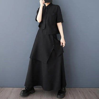 2026 Women's Fashion Spring And Summer Loose Irregular Versatile Personality Asymmetry A-line Ankle-length Elastic Waist Skirt