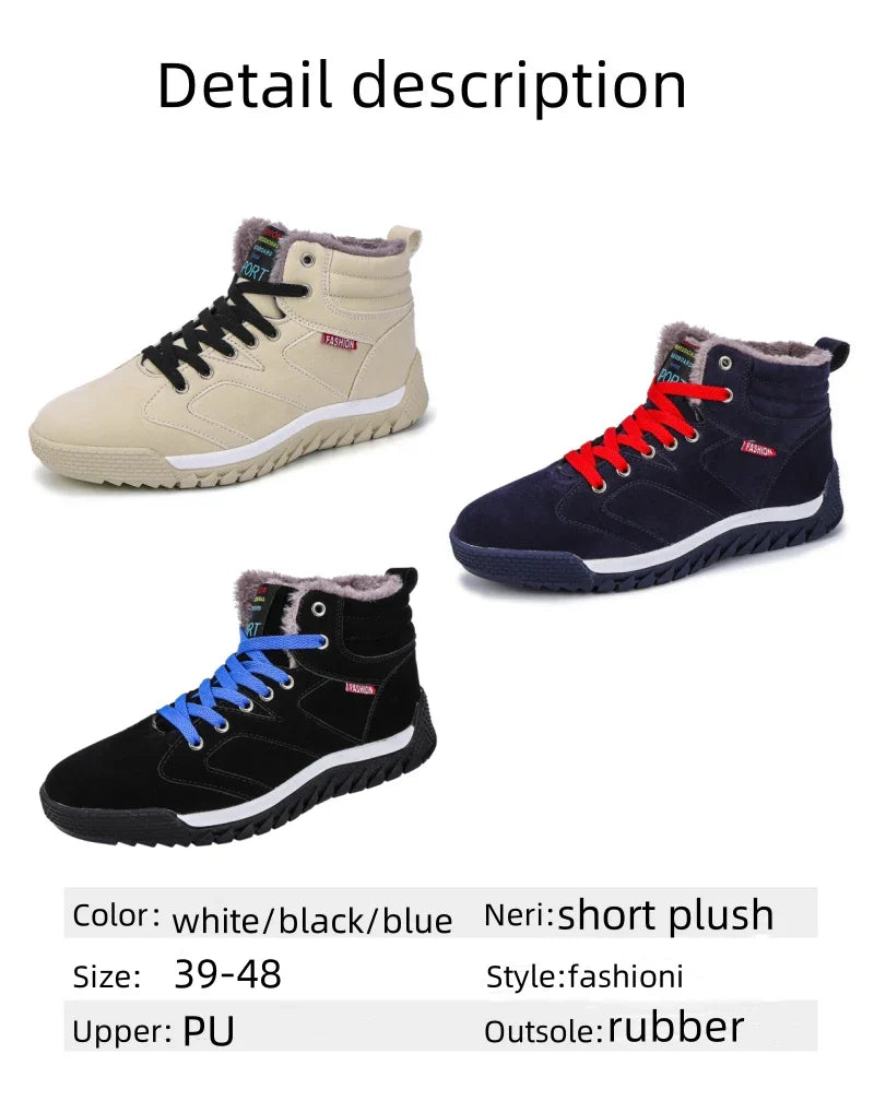 New Winter Sneakers for Men, Velvet Warm High-Top Cotton Shoes, Korean Style Casual Snow Boots, Boots, Men's Shoes, Autum Skateboard Shoes