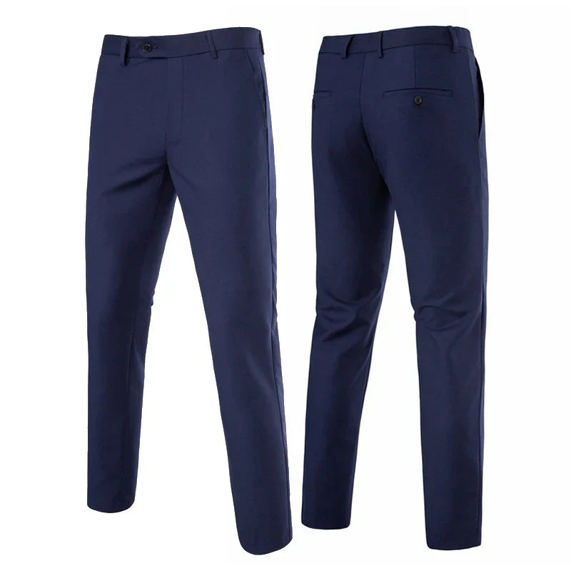 Quality Mens Slim Fit Golf Dress Pants Flat Front Suit Pants Business Dress Pants Classic for Business Wedding Work Pants