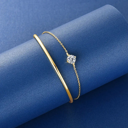 6.5mm Moissanite Bracelet For Women 925 Sterling Silver Double Chain Adjustable Cuff Bracelets Pulsera Wristband Jewelry