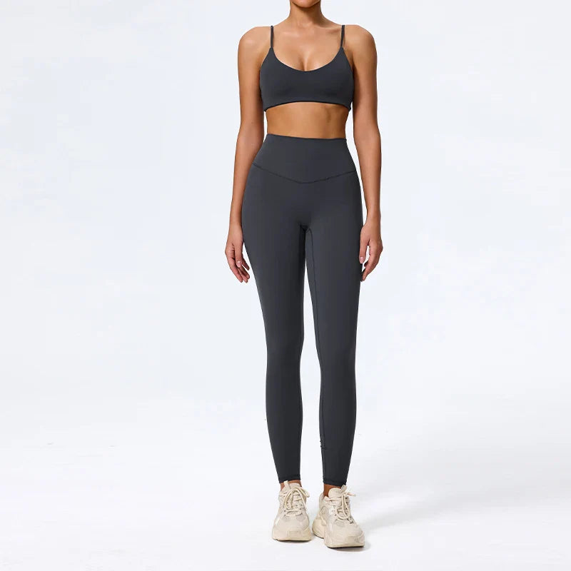 Ctenkevet Summer Women 2Pcs Sleeveless Sports Set Female Gym Two-piece Yoga Set High Waist Breathable legging Sportswear Women