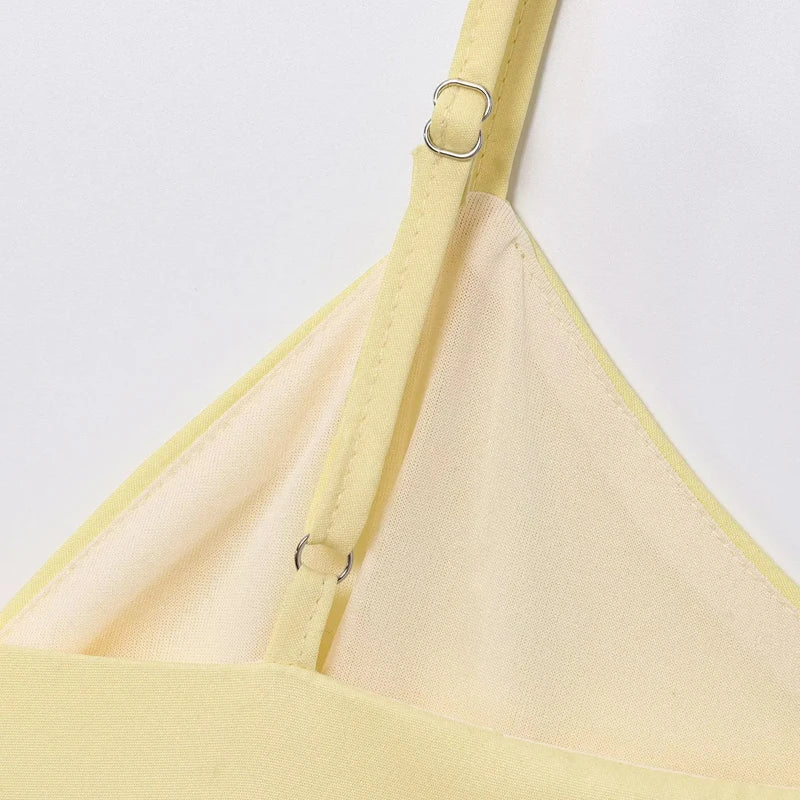 Yellow Y2k Slip Tops 2025 Women's Spring Summer Tank & Camis Tops Ladies Fashion Casual Sexy Elegant Party Backless Tops