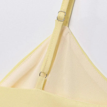 Yellow Y2k Slip Tops 2025 Women's Spring Summer Tank & Camis Tops Ladies Fashion Casual Sexy Elegant Party Backless Tops