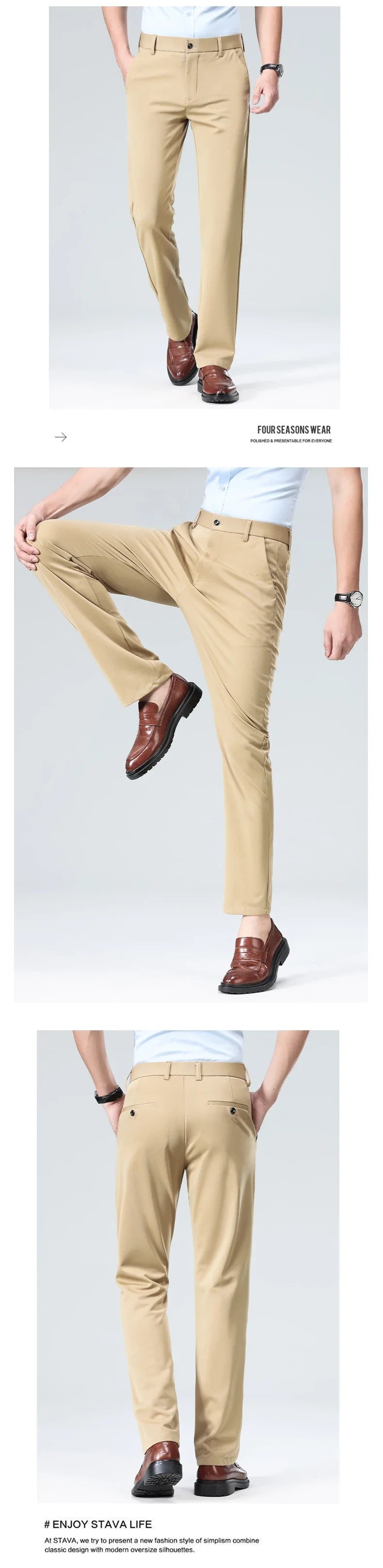 Summer Thin Male Casual Pants Quick Dry Formal Dress Pants Men Regular Fit Suit Pants Khaki Trousers M-3XL
