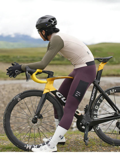 Winter Cycling Clothing for Men Fleece Cycling Sets Long Sleeve Jersey with Pockets Long Bicycle Bib Pants for Road Bikes