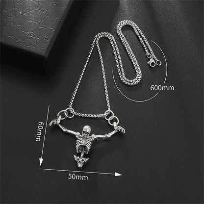 Punk Skull Necklace Captivity Skull Pendant Bicycle Rock Jewelry Gift For Men And Women Zinc No Gems