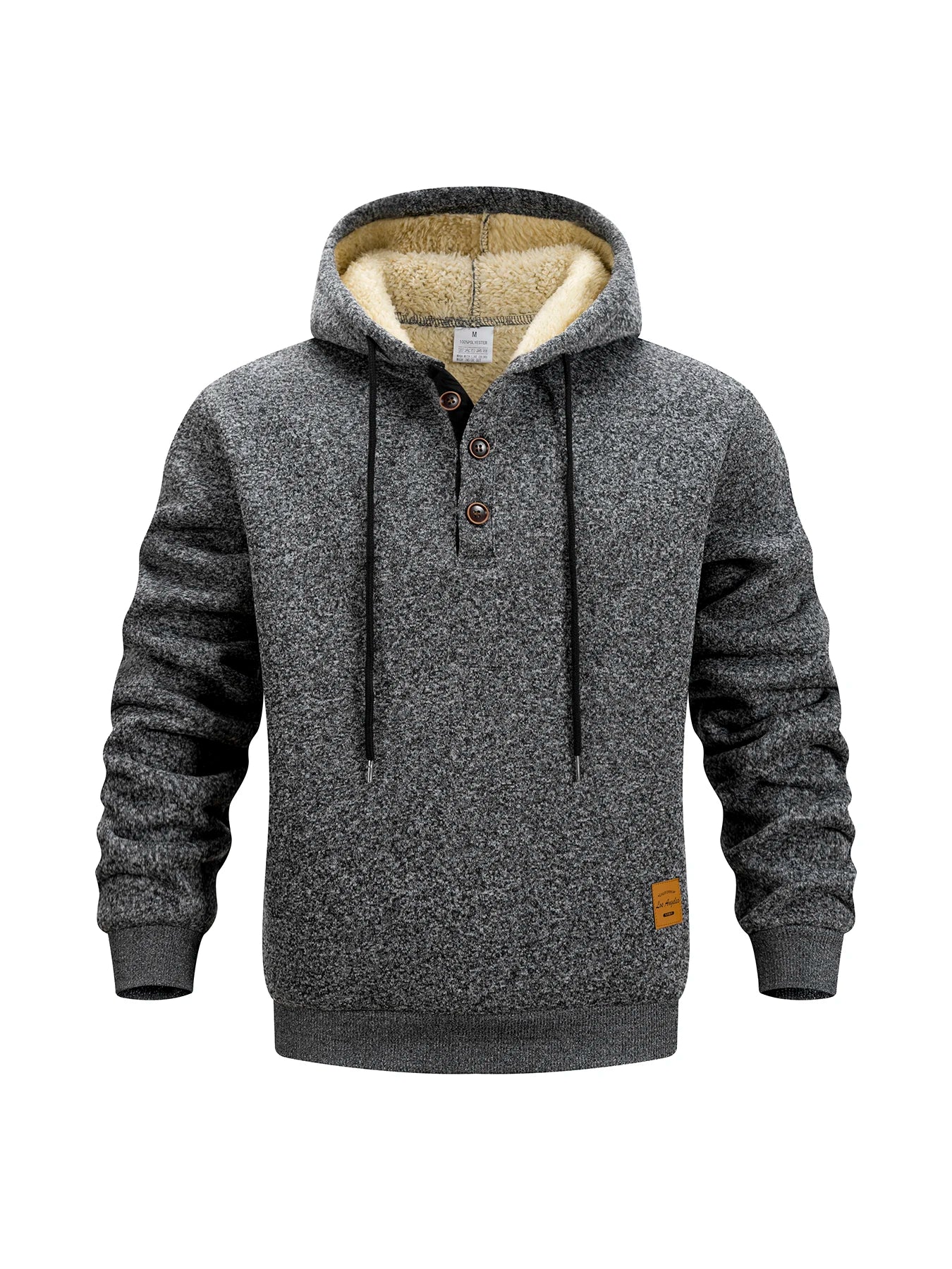 Men's Half Button Hoodie Thicken Winter Hooded Sweatshirts Retro Warm Fleece Knit Sweater Outdoor Running Sports Casual Pullover