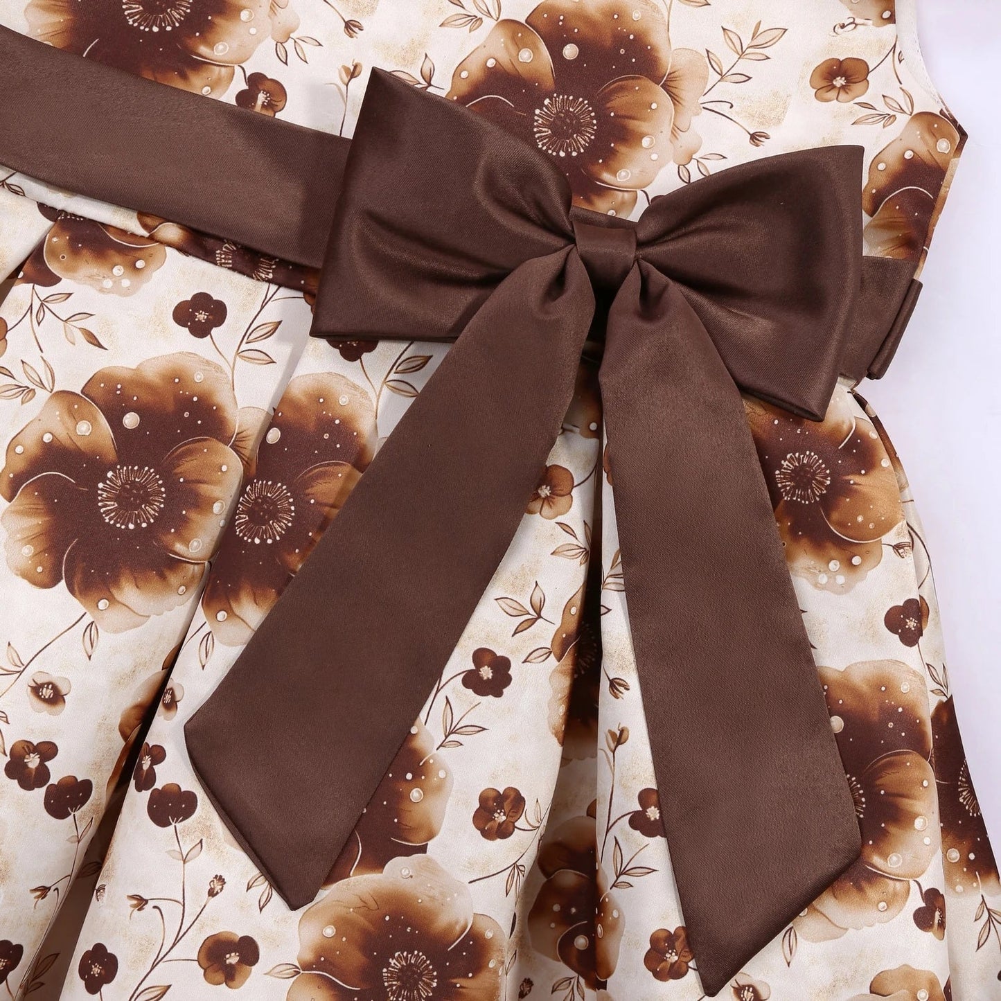 2026 summer new dress Europe and the United States small fly sleeve printed dress little girl host high-end performance clothing